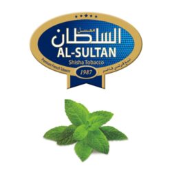 Tabák do vodní dýmky Al-Sultan Mint (63), 50g/F - Tabák do vodní dýmky Al-Sultan Mint s příchutí máty. Tabáky Al-Sultan vyráběné v Jordánsku jsou známé svojí šťavnatostí, skvělou vůní, chutí a bohatým dýmem. Tabák do vodní dýmky je dodávaný v papírové krabičce po 50g.